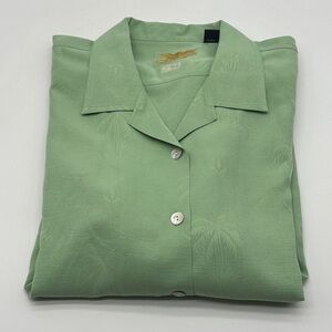 Eagle Dry Goods Signature Series Shirt Men's L Lime Green Silk Hawaiian Camp